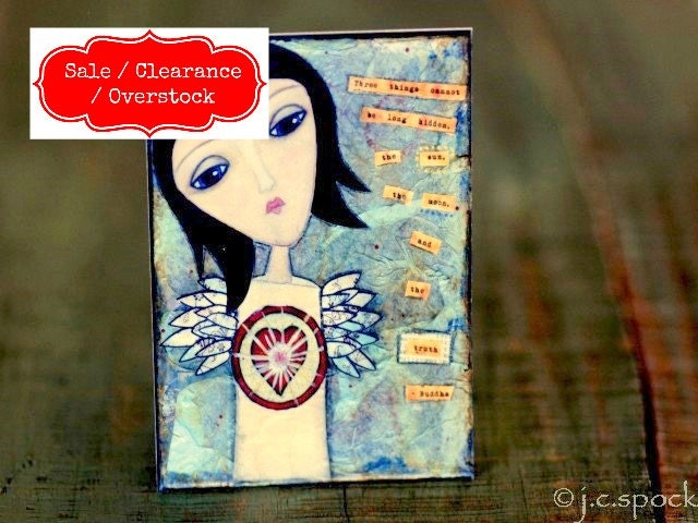 Sale/Overstock: Truth Girl ACEO, Mixed Media ACEO, Inspirational ACEO, Folk Art, discount, sale, clearance, destash, overstock