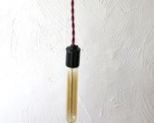 Cloth Cord Hanging Pendant Light W/ Vintage Style Ceramic Socket And Plug.