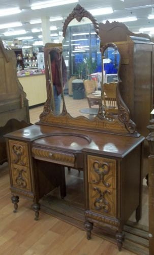 Shabby Custom Painted CHIC Furniture OMG Fancy Dressing Vanity w Mirror Stool