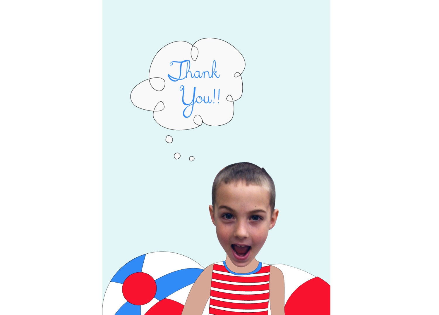 Pool Party Thank You Card - Printable & Personalized For A Boy