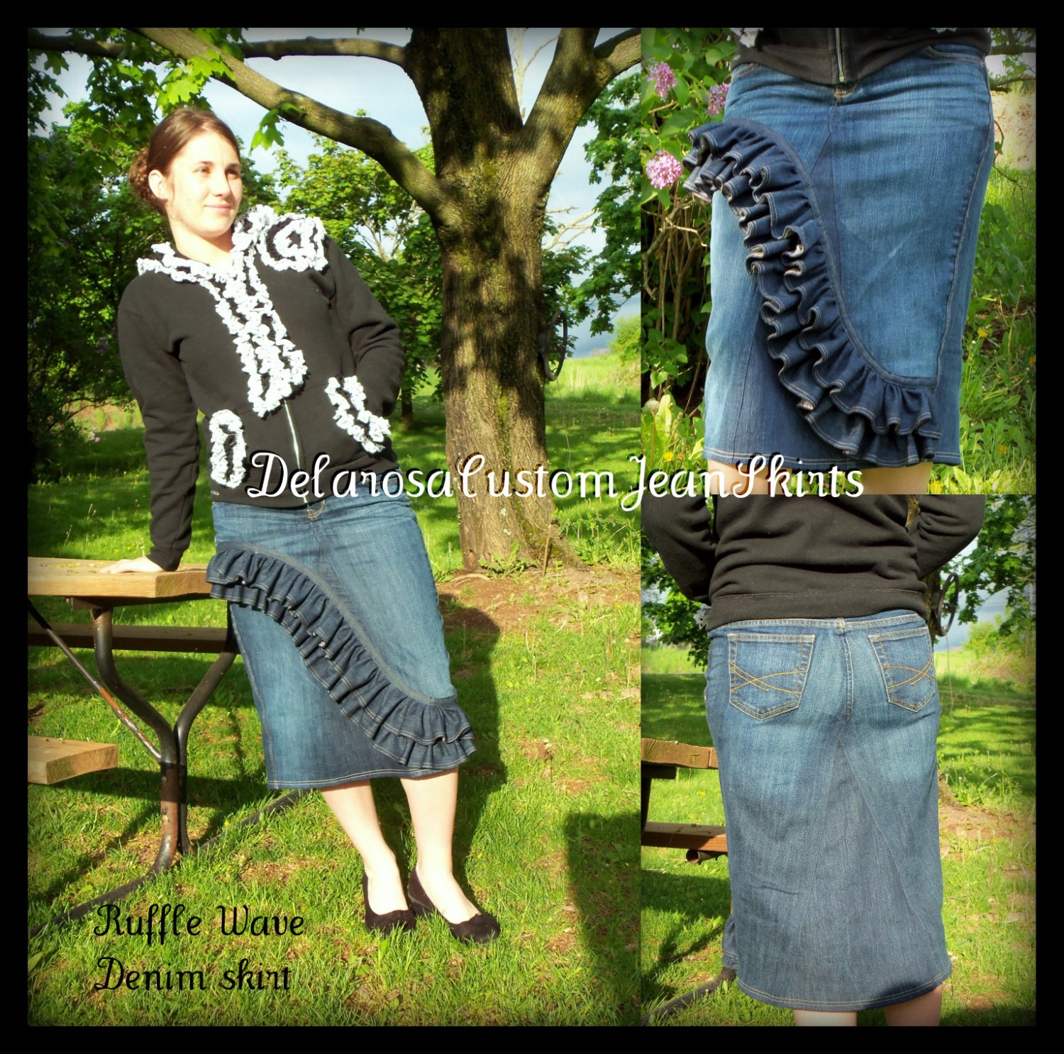 Custom Order to Your size Front Ruffle Wave Skirt size 0 2 4 6 8 10 12 14
