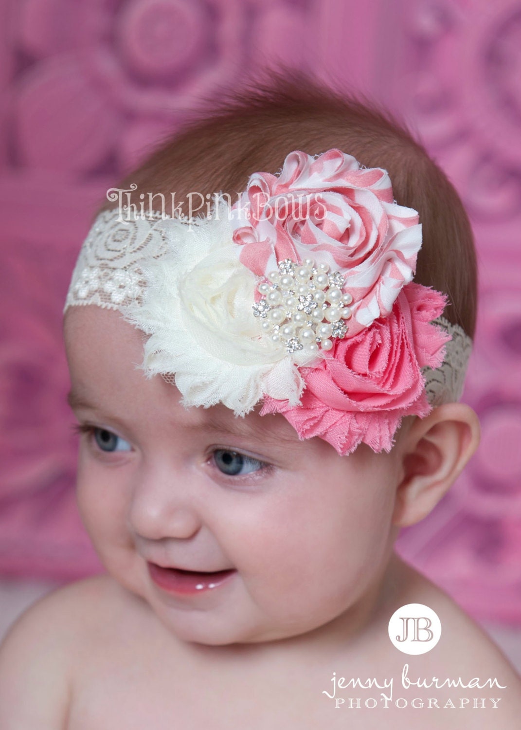 Baby Headband,Newborn Headband, Baby girl Headband,Shabby chic Headband, Flower Headband, Lace Headband,Baby Headbands,Baby Hair Bows.