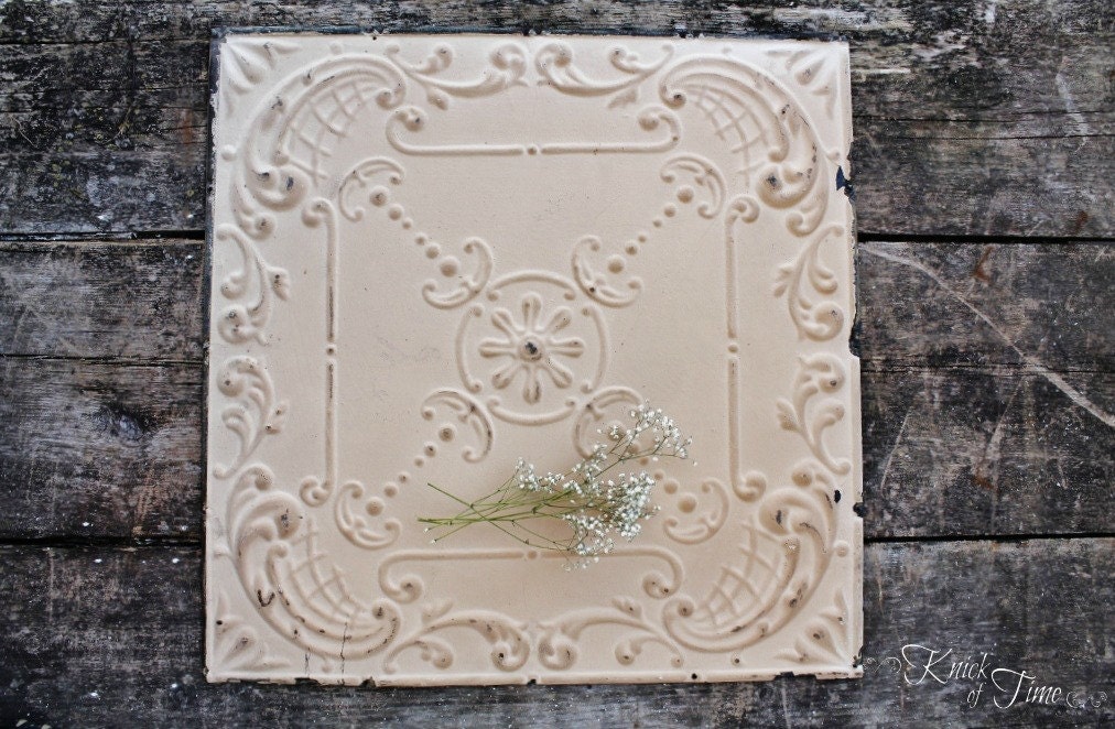 Antique Tin Ceiling Tile - 24-1/2 x 24-1/2 - Architectural Salvage - 4 Available