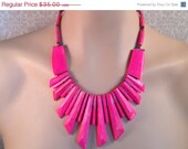 HOLIDAY SALE Vintage Hot Pink Statement Necklace