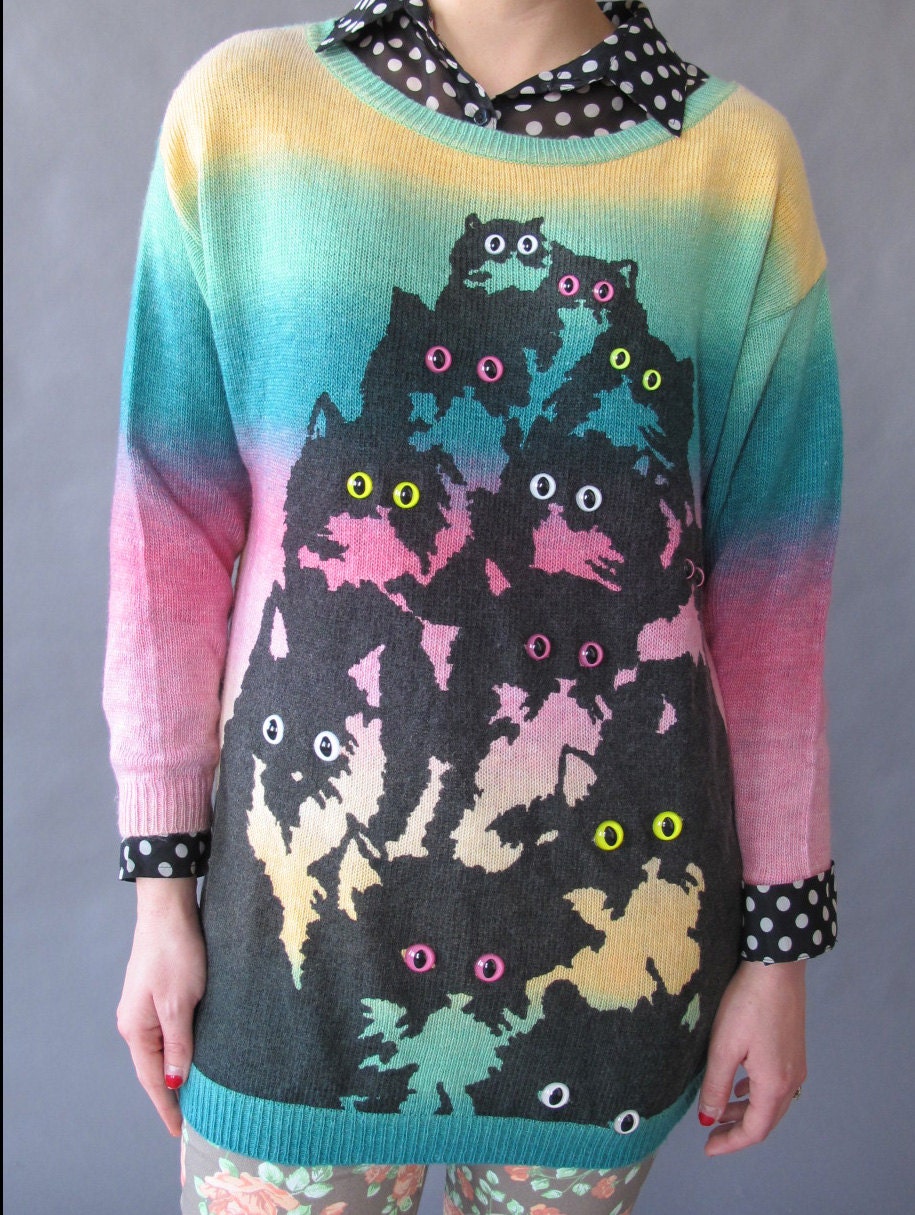 Oversize Sunset Kitty Sweater XS