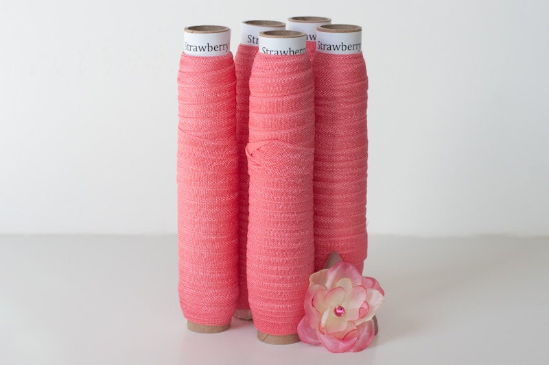 Strawberry Pink Fold Over Elastic for Baby Headbands - 10 Yards of 5/8 inch FOE