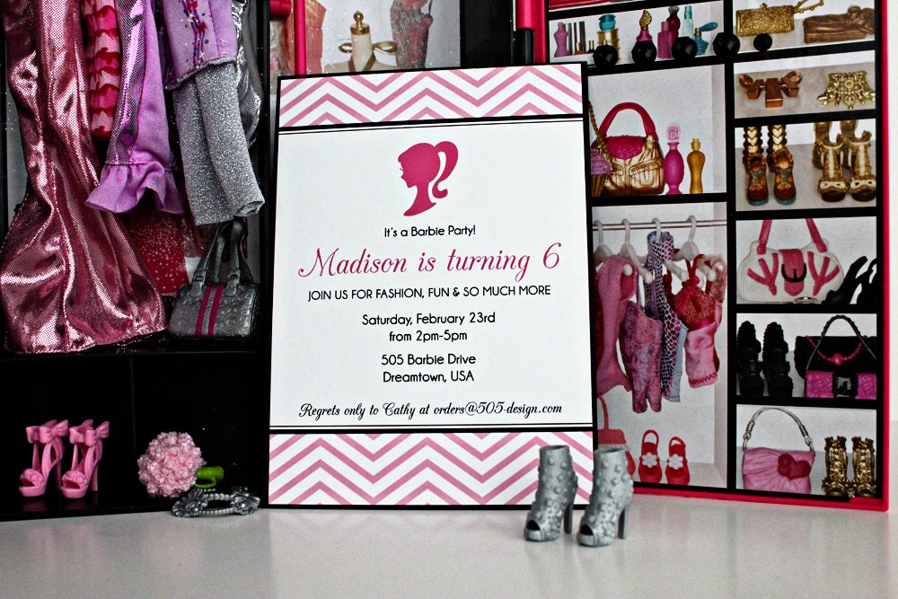 Vintage Barbie Invitation - Printable Invitation by 505 Design Paperie
