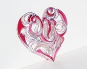 Stained Glass Heart Suncatcher Fuschia Pink Window Ornament Contemporary Desgin Wedding Gift Bride Groom Anniversary Gift
