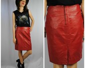 Vintage 80s HIGH WAIST Red Skirt (Medium)