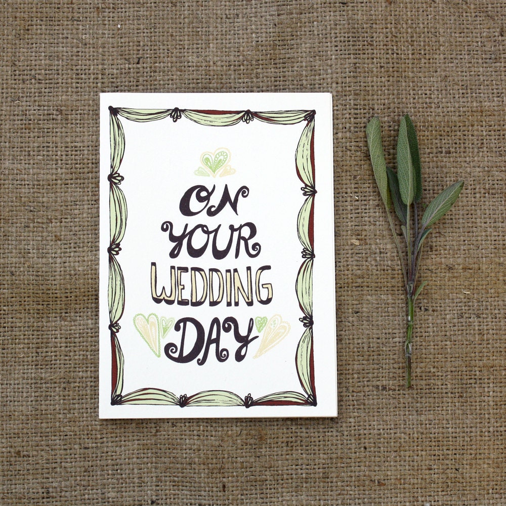 Wedding Card - On Your Wedding Day - typography cake card