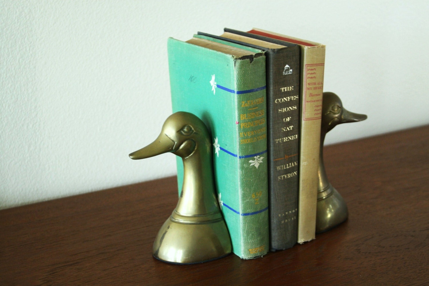 Vintage brass Duck head book ends