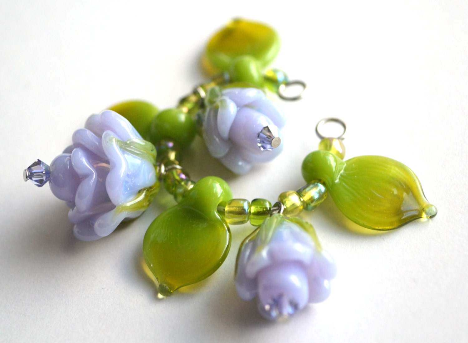 Lampwork Bead Roses Set - Romantic Pale Lavender