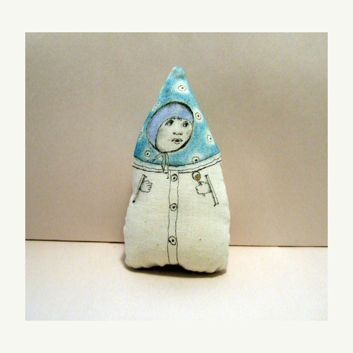 BABY with a RATTLE  art doll fabric textile