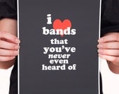I Love Bands Music Quote Digital Print (Various Color Options) Music Print, Quote Print, Music Wall Art