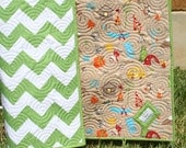 Chevron Camping Quilt Outdoors Hiking Boy Blanket Green Brown
