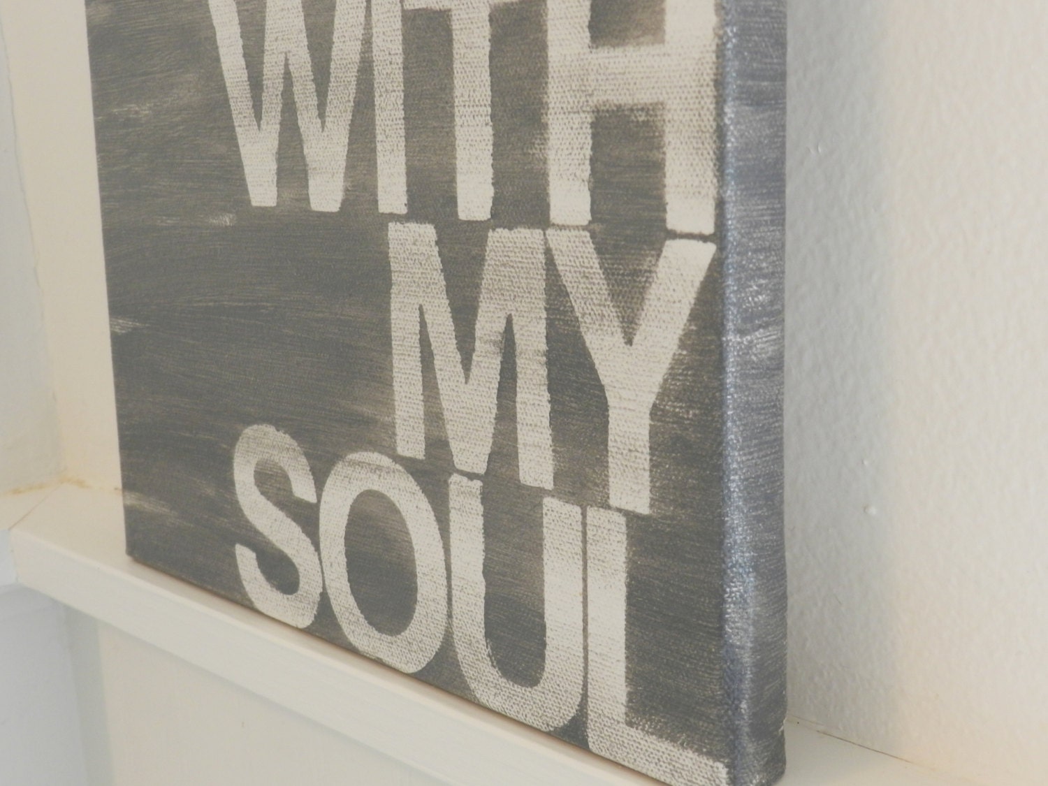It is well with my soul - hand painted canvas sign - 9x12 - gray - word art - hymn lyrics