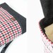 1 LEFT, Red hound navy denimwool  backpack with leather closure and 2 front pockets, featured on FRANKIE,  Design by BagyBags