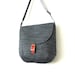 Vintage style denim, Cross bag / Handbag / Shoulder bag with magnetic snap  under buckle on leather , Design by BagyBags