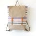 Pastel stripe canvas  Backpack , laptop bag, school bag, diaper bag with leather closure and 2 front pockets, Design by BagyBags