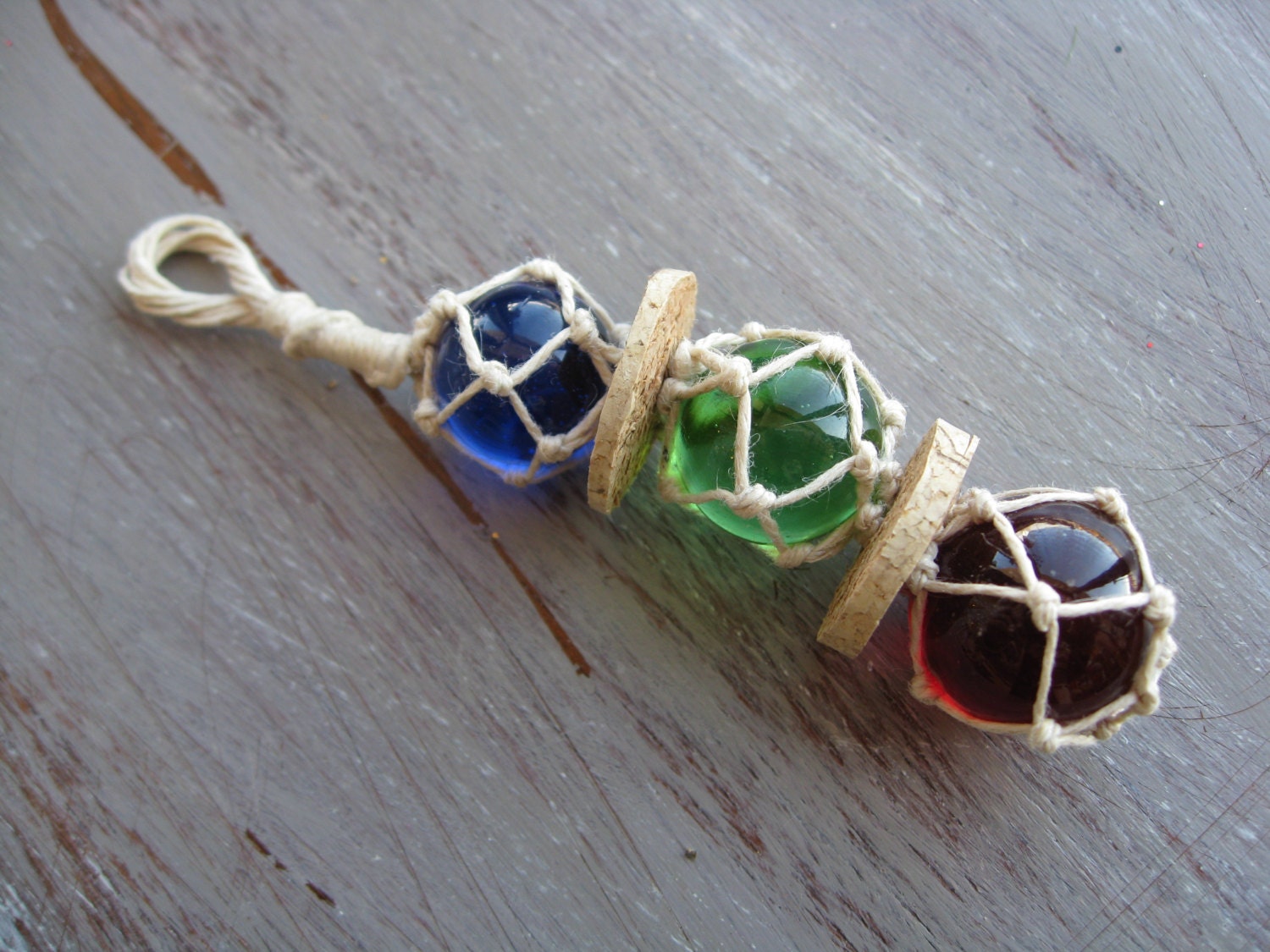 Triple Miniature Fishing Float Ornament For Display or Keychain