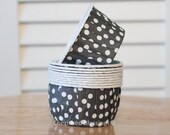 Cupcake Cups Liners Baking Cups Kids Birthday Party Baby Shower Wedding Black w/ White Polka Dots Candy Nut Paper Goods Dips Set of 20