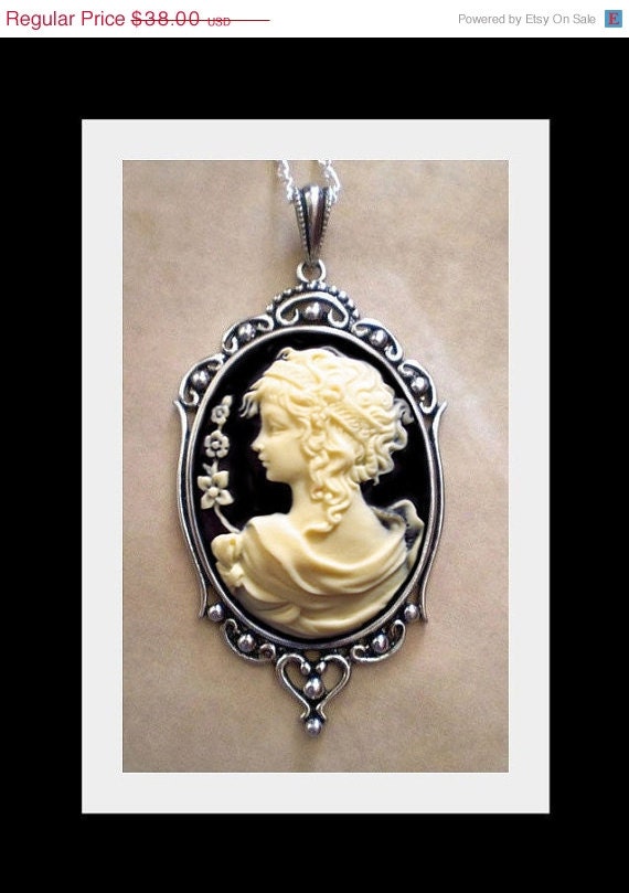 Edwardian Goddess Cameo Necklace - Victorian Ivory Lady