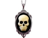 Halloween Jewelry - Skull Cameo Necklace - Petite Jewelry - Halloween Wedding