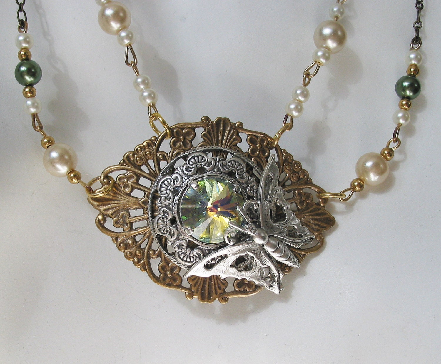 Vintage Swarovski Crystal with Butterfly Necklace