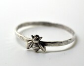 Honey Bee Ring, Handforged Silver Ring, Insect Ring, Animal Jewelry