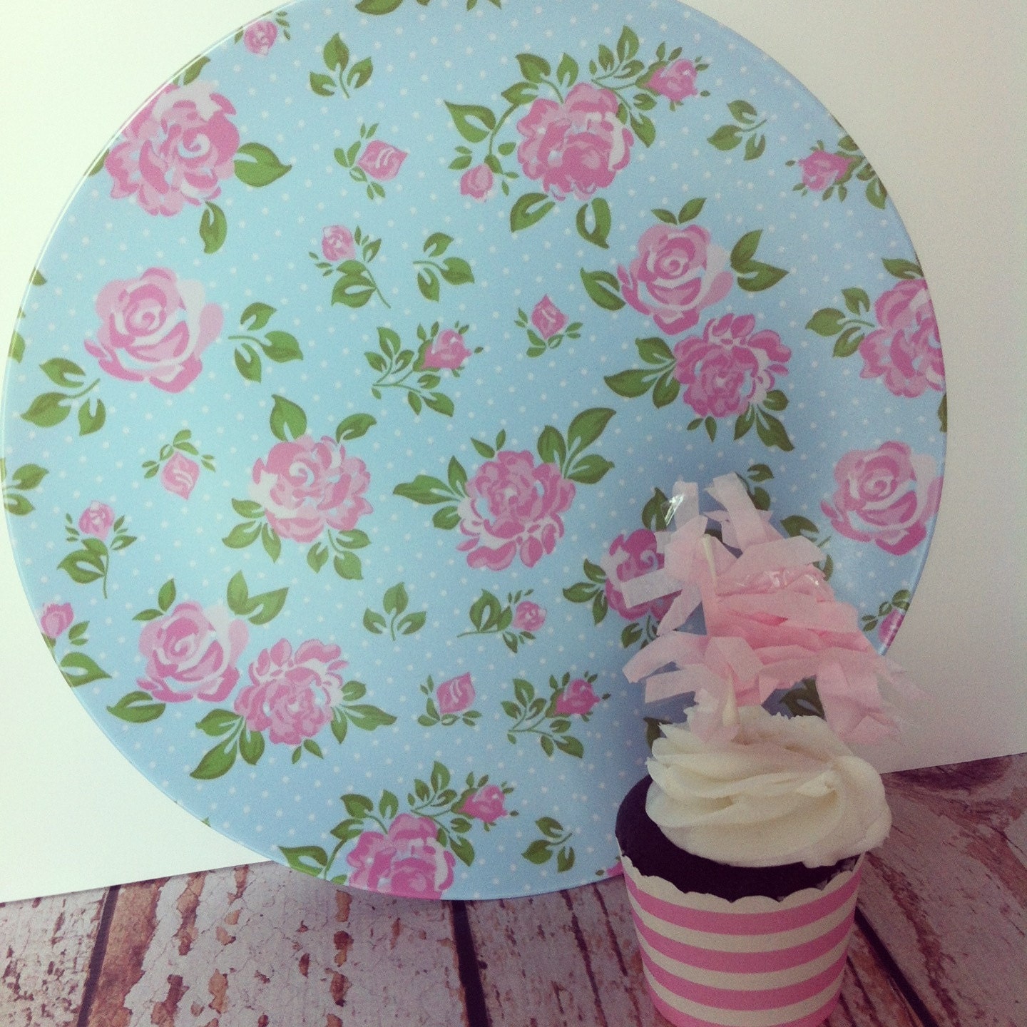 Pink Cabbage Rose Shabby Chic Design melamine Plate Il_170x135
