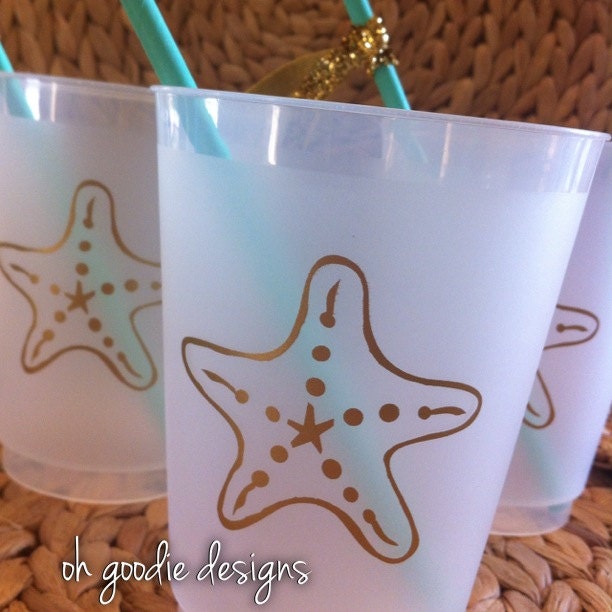 Summer Gold Starfish Plastic Cup set of 50 Il_170x135