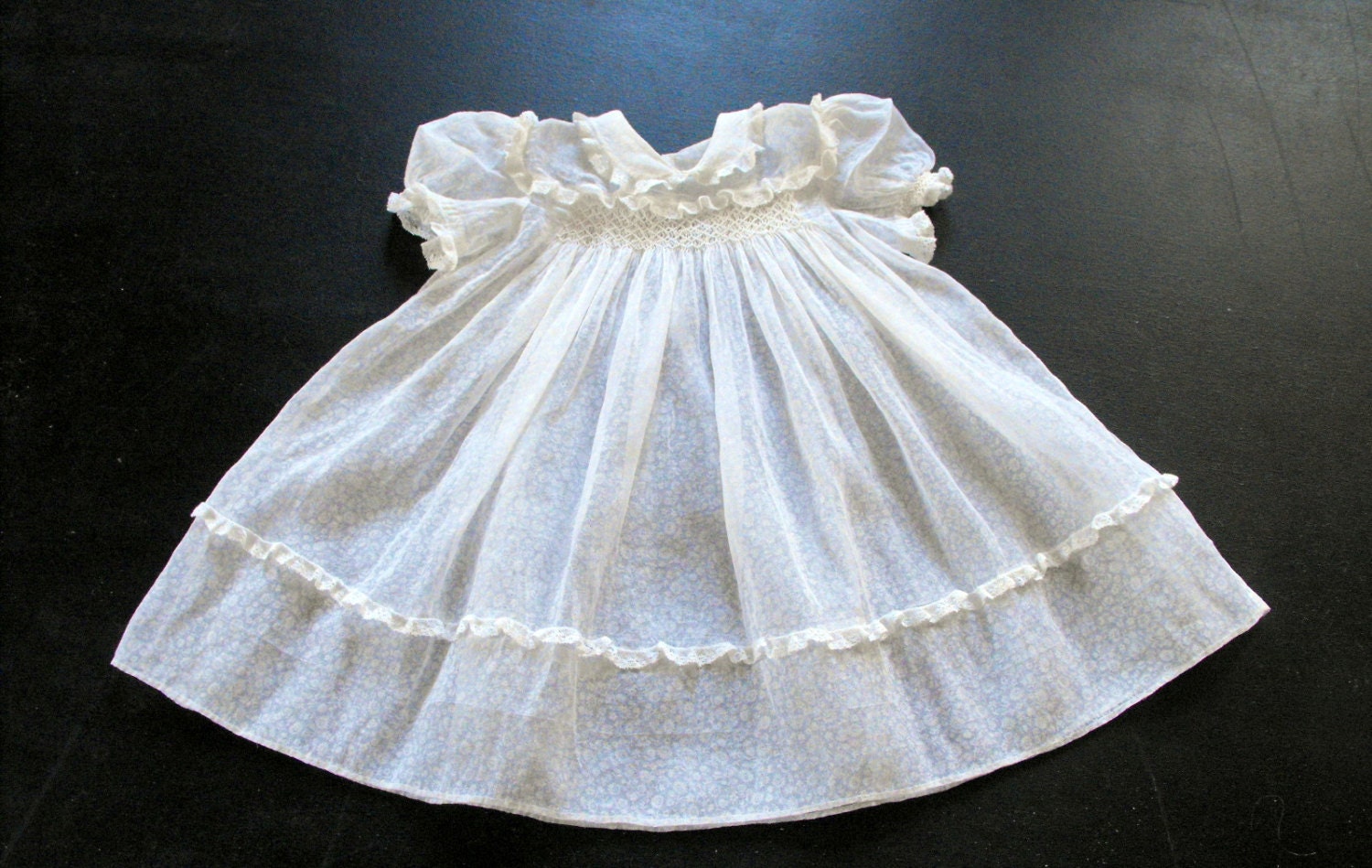 Vintage French Hand made Smocked Baby Dress Adorable