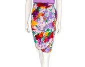 1980s Emanuel Ungaro Silk Floral Skirt