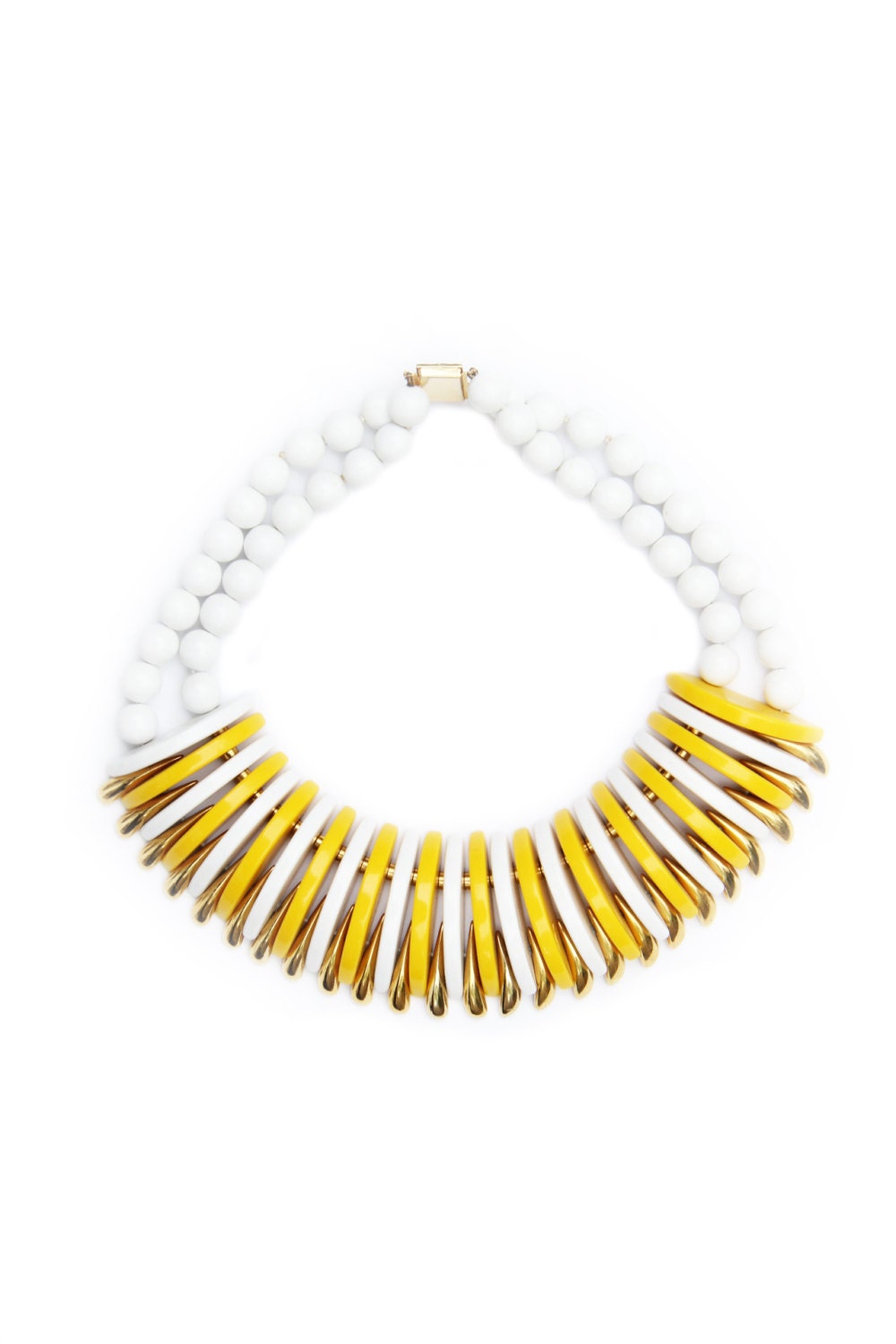 1980s Yellow Radial Panel Necklace