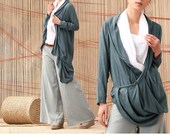 One/womens clothing/loose/silk cotton/long sleeveless/ draping/flowing shirt/2 colors/custom made