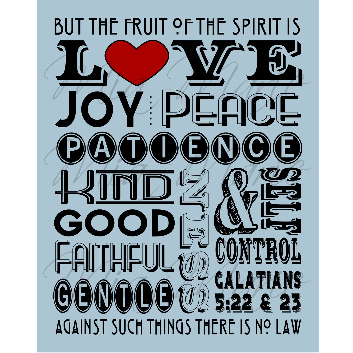 Fruit of the Spirit - Love, Joy, Peace, Scripture Art, Galatians 5, Digital Christian Subway Art Wall Art Bible Verse Print, Customizable
