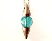 THIRD EYE aqua aura crystal ball pendulum necklace