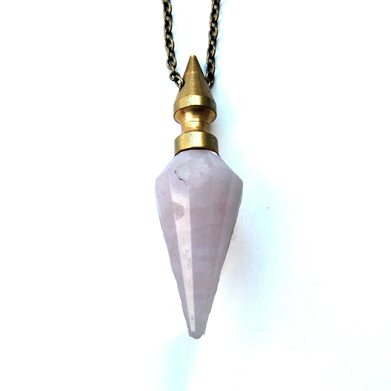 DESPINA rose quartz pendulum spike necklace