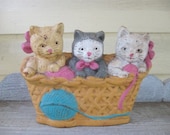 Vintage antique Shabby Chic kittens Metal Door stopper