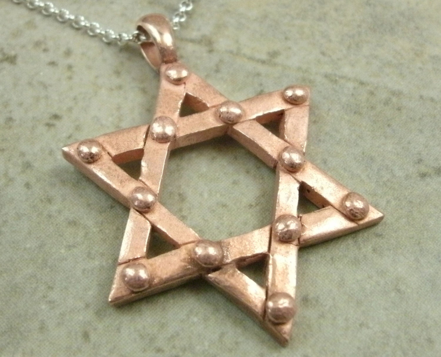 Jewish Star Pendant in Copper- Religious Star of David Necklace- Industrial Jewelry- Jewish Jewellery- Bar Mitzvah Gift- Bat Mitzvah Gift