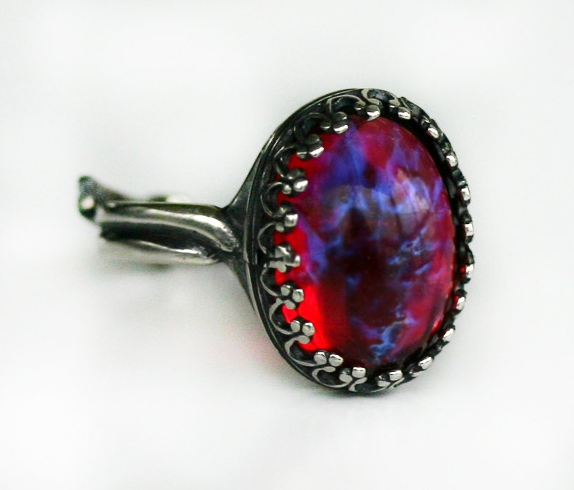 Dragon Breath Fire Opal Ring - Adjustable 5-10