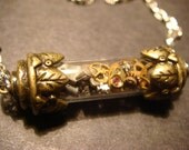 Unique Steampunk Watch Parts in Vial Necklace - Victorian Style (798)