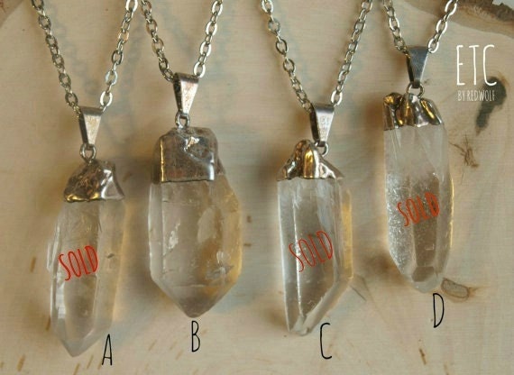 CLEARANCE You Pick Long Silver Dipped Crystal Quartz  Long Necklace