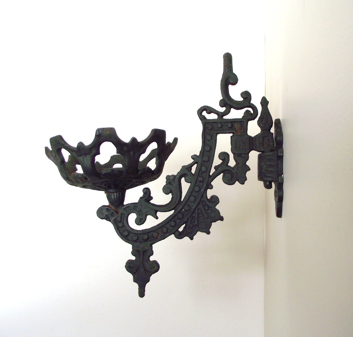 Cast Iron Oil Lamp Bracket Wall Mounted Sconce by gazaboo on Etsy