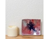 Pottery Pillar Candle Holder / Hand Thrown Glazed Dish in Rose and Violet
