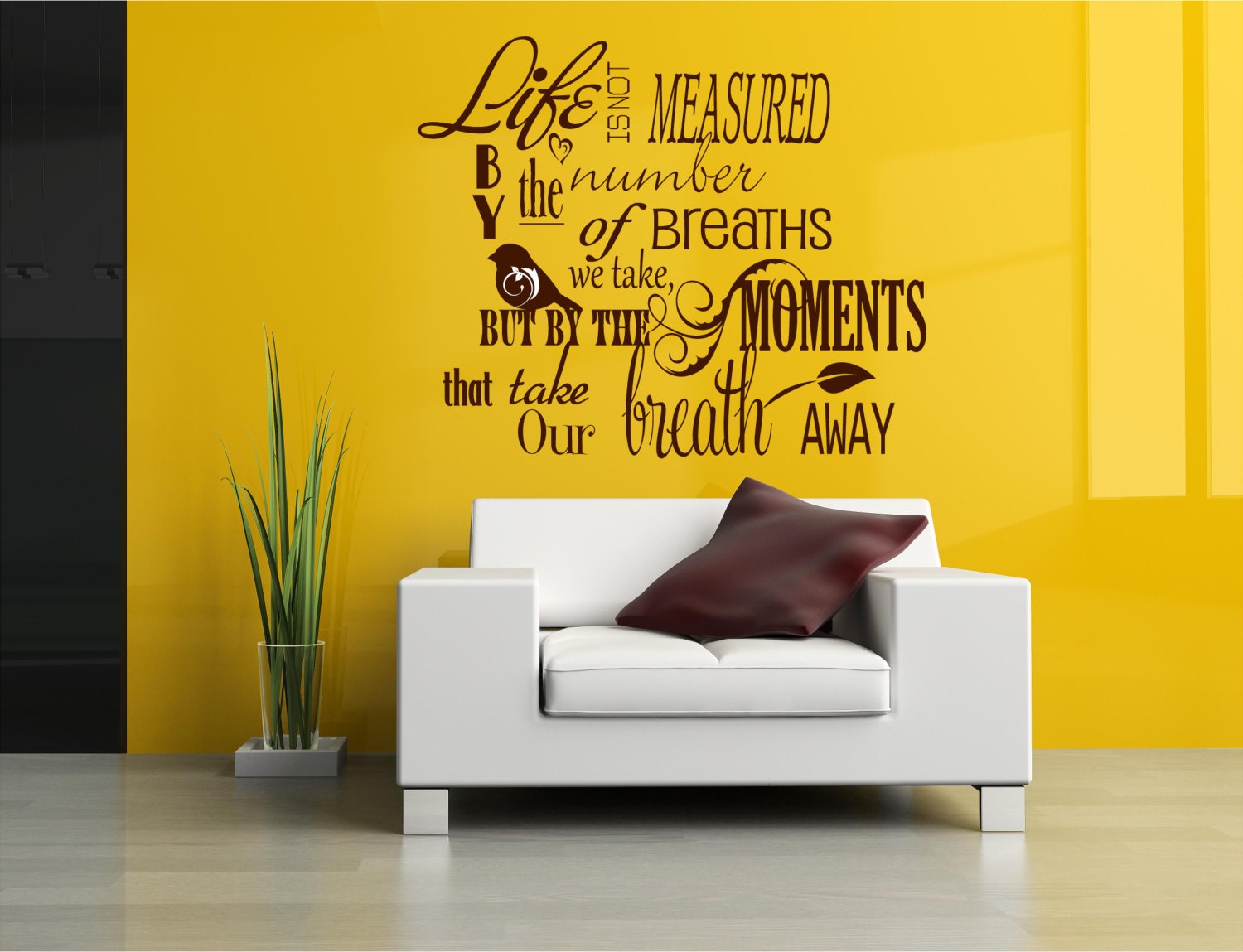 Life is not measured...Vinyl Lettering wall words graphics Home decor itswritteninvinyl