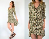 dark floral garden FISHTAIL revival GRUNGE festival lightweight DRESS, extra small-small