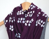 INFINITY SCARF - Screen Printed - White Bluebonnets on Plum