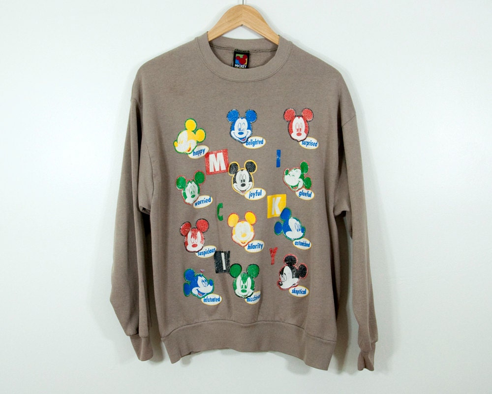 80s Vintage Mickey Mouse Distressed Print Sweatshirt (S, M, L)