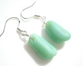 Jade Green Sea glass drop earrings on Sterling Silver hooks E0809 from Seaham, England.